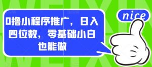 0撸小程序推广,日入四位数,零基础小白也能做【揭秘】-知一资源网