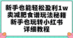 新手也能轻松盈利1w,卖减肥食谱玩法秘籍,新手也玩转小红书详细教程【揭秘】-知一资源网