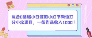 适合0基础小白做的小红书颜值打分小众项目,一条作品收入1000+【揭秘】-知一资源网