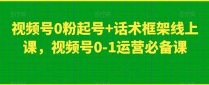 视频号0粉起号+话术框架线上课,视频号0-1运营必备课-知一资源网