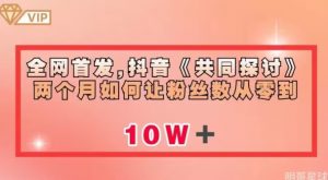 全网首发,抖音《共同探讨》两个月如何让粉丝数从零到10w【揭秘】-知一资源网