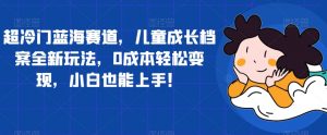 超冷门蓝海赛道,儿童成长档案全新玩法,0成本轻松变现,小白也能上手【揭秘】-知一资源网
