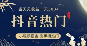 抖音最新小程序撸金,测手相上热门,当天见收益一小时变现300+【揭秘】-知一资源网