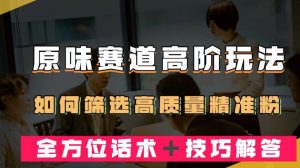短视频原味赛道高阶玩法,如何筛选高质量精准粉?全方位话术+技巧解答【揭秘】-知一资源网