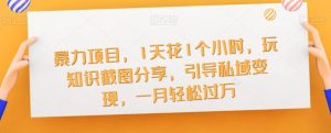 暴力项目,1天花1个小时,玩知识截图分享,引导私域变现,一月轻松过万【截图】-知一资源网
