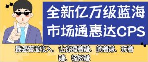 全新亿万级蓝海市场通惠达cps,最强管道收入,让你睡着赚、躺着赚、玩着赚、轻松赚【揭秘】-知一资源网