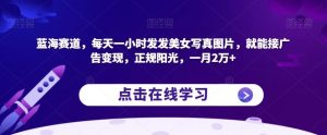 蓝海赛道,每天一小时发发美女写真图片,就能接广告变现,正规阳光,一月2万+【揭秘】-知一资源网