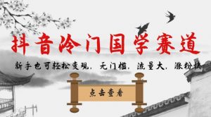 抖音冷门国学赛道，新手也可轻松变现，无门槛，流量大，涨粉快-知一资源网