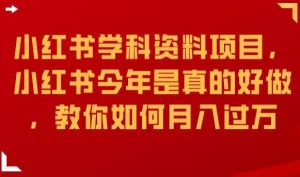 小红书学科资料项目,小红书今年是真的好做,教你如何月入过万【揭秘】-知一资源网