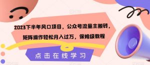 2023下半年风口项目,公众号流量主搬砖,矩阵操作轻松月入过万,保姆级教程-知一资源网