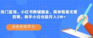 热门蓝海,小红书教辅掘金,简单粗暴无需剪辑,新手小白也能月入1W+【揭秘】-知一资源网