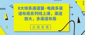 8大体系渠道篇·电商多渠道布局系列线上课，渠道放大，多渠道布局-知一资源网