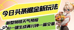今日头条掘金新玩法，关于新型领域天气预报，AI一键生成两分钟一篇文章，复制粘贴轻松月入5000+-知一资源网