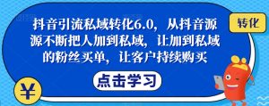 抖音引流私域转化6.0,从抖音源源不断把人加到私域,让加到私域的粉丝买单,让客户持续购买-知一资源网