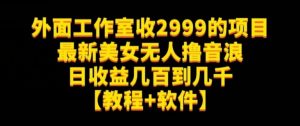 外面工作室收2999的项目最新美女无人撸音浪日收益几百到几千【教程+软件】(仅揭秘)-知一资源网