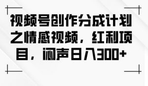 视频号创作分成计划之情感视频,红利项目,闷声日入300+-知一资源网