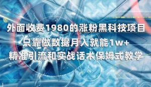 外面收费1980的涨粉黑科技项目，只靠做数据月入就能1w+【揭秘】-知一资源网