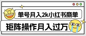 外面收费1980的小红书商单保姆级教程,单号月入2k,矩阵操作轻松月入过万-知一资源网