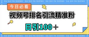 视频号引流精准粉,日引100+,流量爆炸【揭秘】-知一资源网