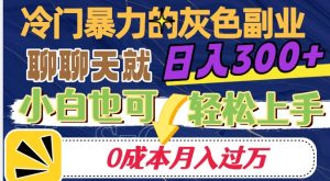 冷门暴利的副业项目，聊聊天就能日入300+，0成本月入过万【揭秘】-知一资源网