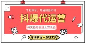 2023抖爆代运营,单号日躺赚300,简单易操作做无上限【揭秘】-知一资源网