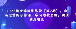 2023淘宝爆款训练营【第2期】,电商运营的必修课,学习爆款思路,实现利润增长-知一资源网