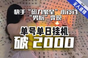 【日入破2000】快手无人直播不进人?“磁力聚星”没收益?不会卡屏、卡同城流量?最新课程会通通解决!-知一资源网