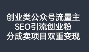 创业类公众号流量主,SEO引流创业粉,分成卖项目双重变现【揭秘】-知一资源网