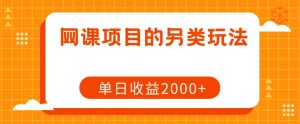 网课项目的另类玩法,单日收益2000+【揭秘】-知一资源网