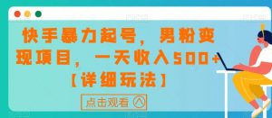 快手暴力起号,男粉变现项目,一天收入500+【详细玩法】【揭秘】-知一资源网