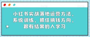 小红书实战落地运营方法,系统训练,抓住搞钱方向,跟有结果的人学习-知一资源网