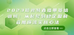 2023短视频直播带货培训班:从起号到稳定盈利叠加爆流实战心法(11节课)-知一资源网