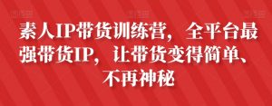 素人IP带货训练营,全平台最强带货IP,让带货变得简单、不再神秘-知一资源网