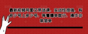 最新视频号图文带货课,实战性很强,有多少号上多少号,等着爆单就行,操作非常简单-知一资源网
