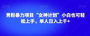 男粉暴力项目“女神计划”小白也可轻松上手,单人日入上千+【揭秘】-知一资源网
