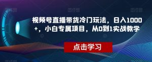视频号直播带货冷门玩法,日入1000+,小白专属项目,从0到1实战教学【揭秘】-知一资源网