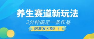养生赛道新玩法,2分钟搞定一条作品,闷声发大财【揭秘】-知一资源网