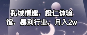 私域情趣,橙仁体验馆,暴利行业,月入2w【揭秘】-知一资源网