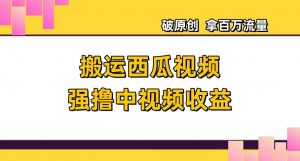 搬运西瓜视频强撸中视频收益,日赚600+破原创,拿百万流量【揭秘】-知一资源网