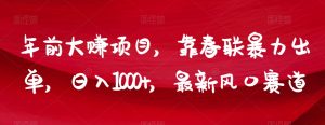 年前大赚项目,靠春联暴力出单,日入1000+,最新风口赛道【揭秘】-知一资源网