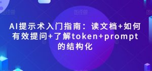 AI提示术入门指南:读文档+如何有效提问+了解token+prompt的结构化【揭秘】-知一资源网