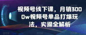 视频号线下课,月销3000w视频号单品打爆玩法,实操全解析-知一资源网