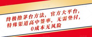 终极撸茅台方法,官方大平台,特殊渠道高中签率,无需垫付,0成本无风险【揭秘】-知一资源网