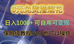 0元免费撸烟花日入1000+可自用可变现保姆级教程小白也可以操作【仅揭秘】-知一资源网