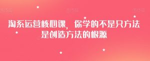 淘系运营核心课,你学的不是只方法是创造方法的根源-知一资源网