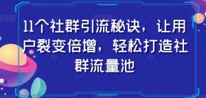 11个社群引流秘诀,让用户裂变倍增,轻松打造社群流量池-知一资源网