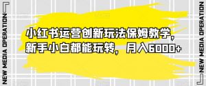 小红书运营创新玩法保姆教学,新手小白都能玩转,月入6000+【揭秘】-知一资源网