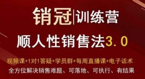 爆款！销冠训练营3.0之顺人性销售法，全方位解决销售难题、可落地、可执行、有结果-知一资源网