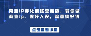 商业IP孵化训练营新版,教你做商业Ip,做好人设,流量搞好钱-知一资源网