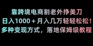 靠跨境电商割老外挣美刀,日入1000+月入几万轻轻松松!多种变现方式,落地保姆级教程【揭秘】-知一资源网